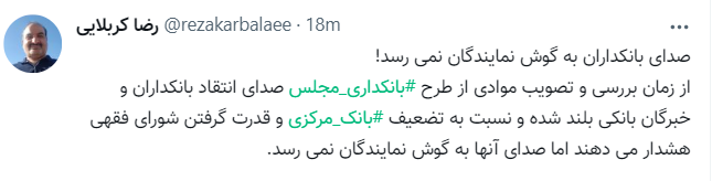 صدای بانکداران به گوش نمایندگان نمی رسد / رضا کربلایی