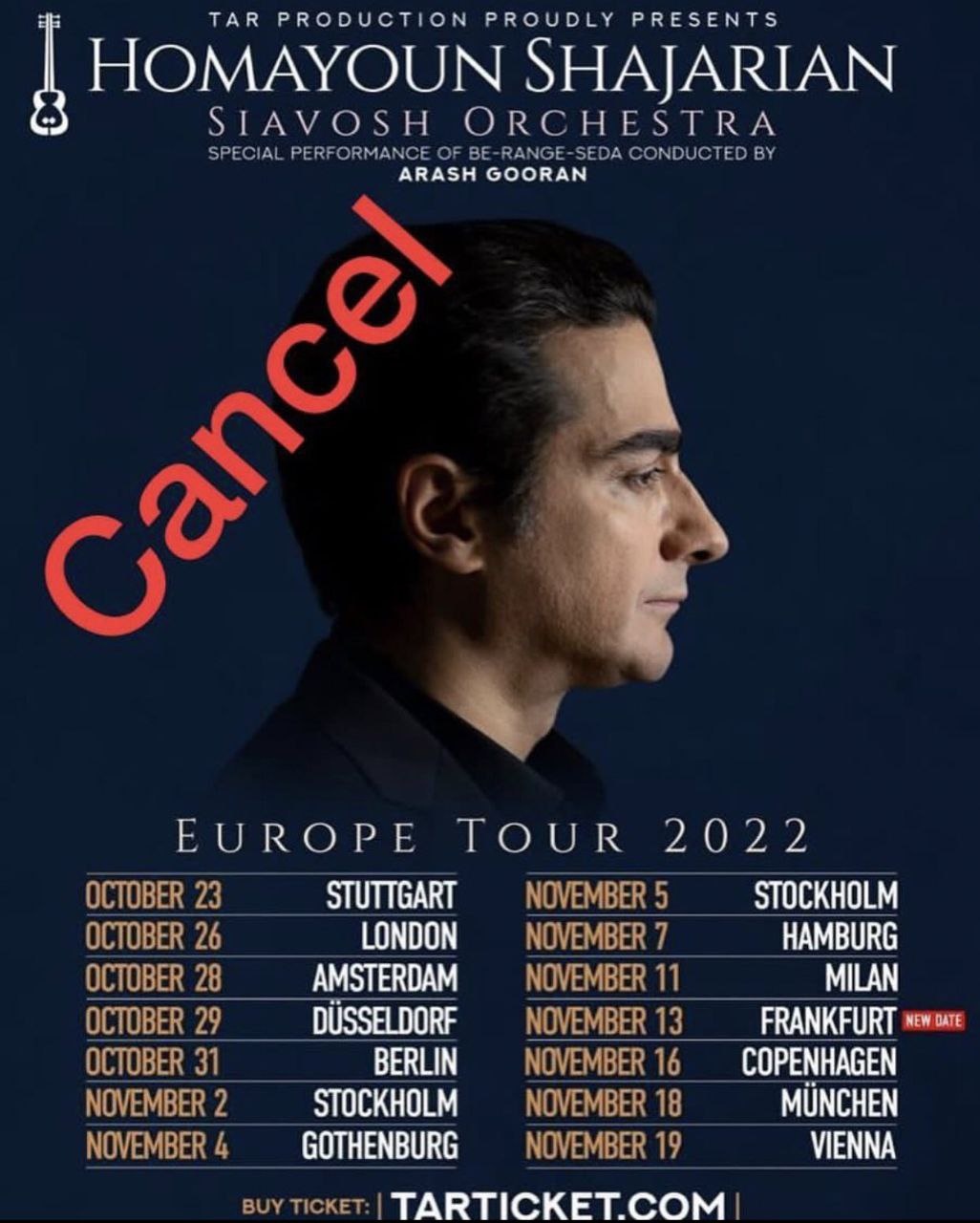لغو تور شجریان در اروپا