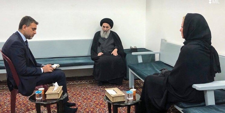 دیدار نماینده سازمان ملل با آیت الله سیستانی+ عکس