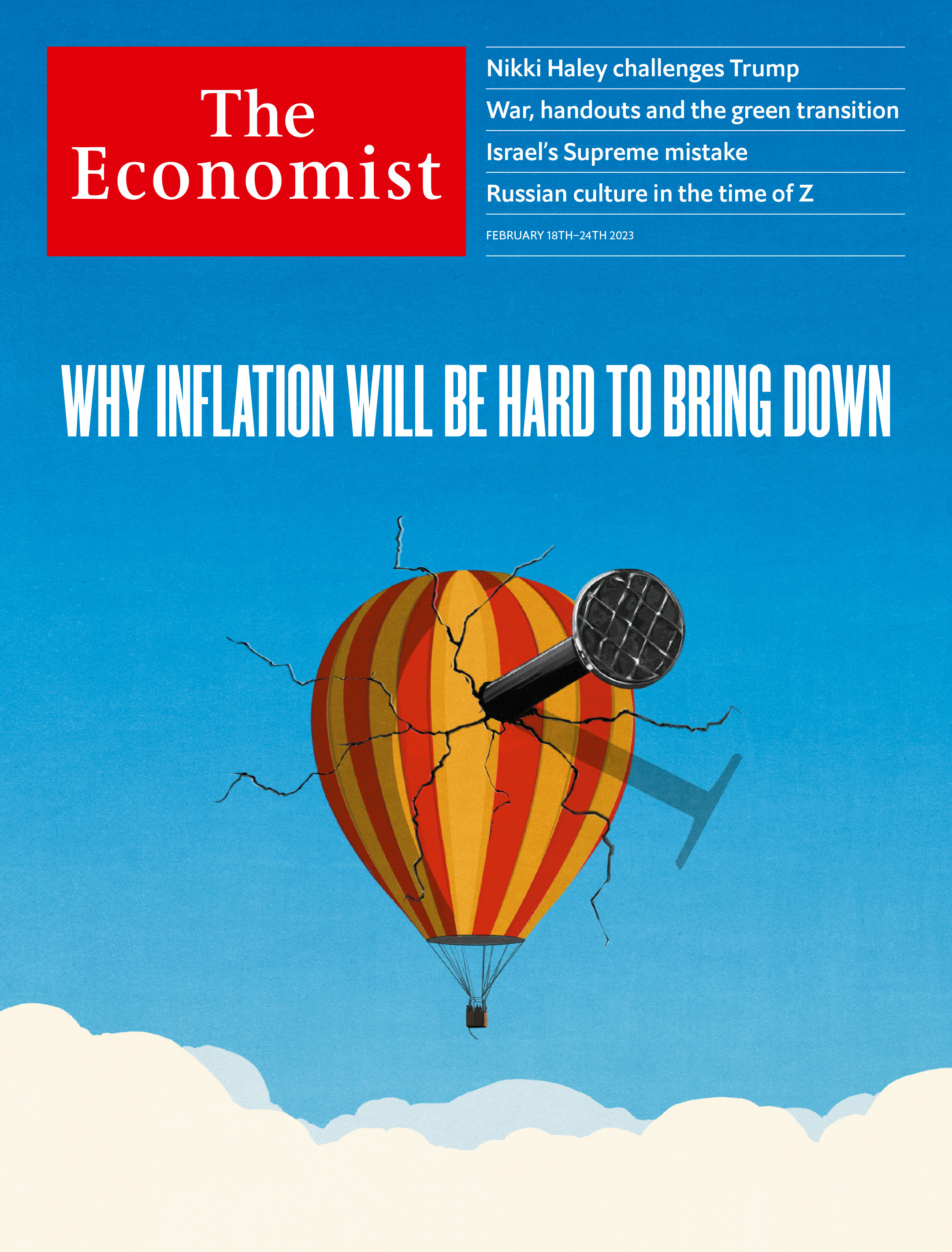 تازه‌ترین جلد اکونومیست با عنوان «چرا پایین آوردن تورم به سختی انجام خواهد شد؟»