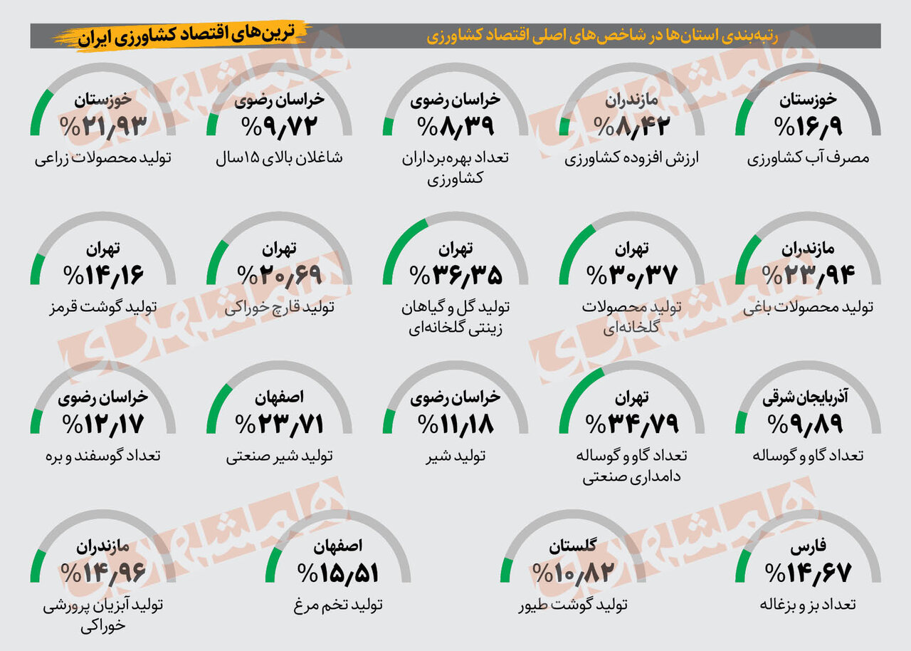 رتبه بالای تهران در تولید این محصولات کشاورزی؟ + رتبه بقیه استانها