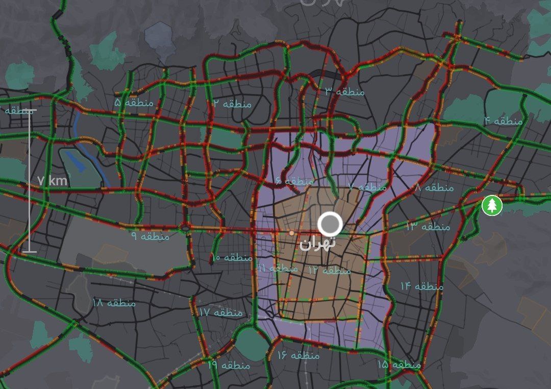 وضعیت ترافیک تهران بعد از بارش باران