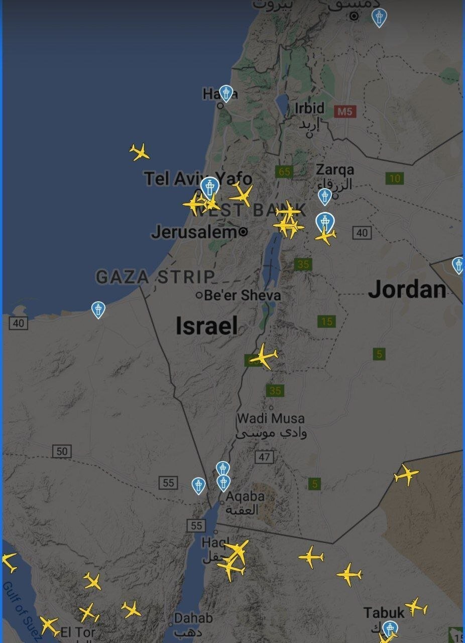 وضعیت ترافیک هوایی در آسمان ایران و اسرائیل + تصویر