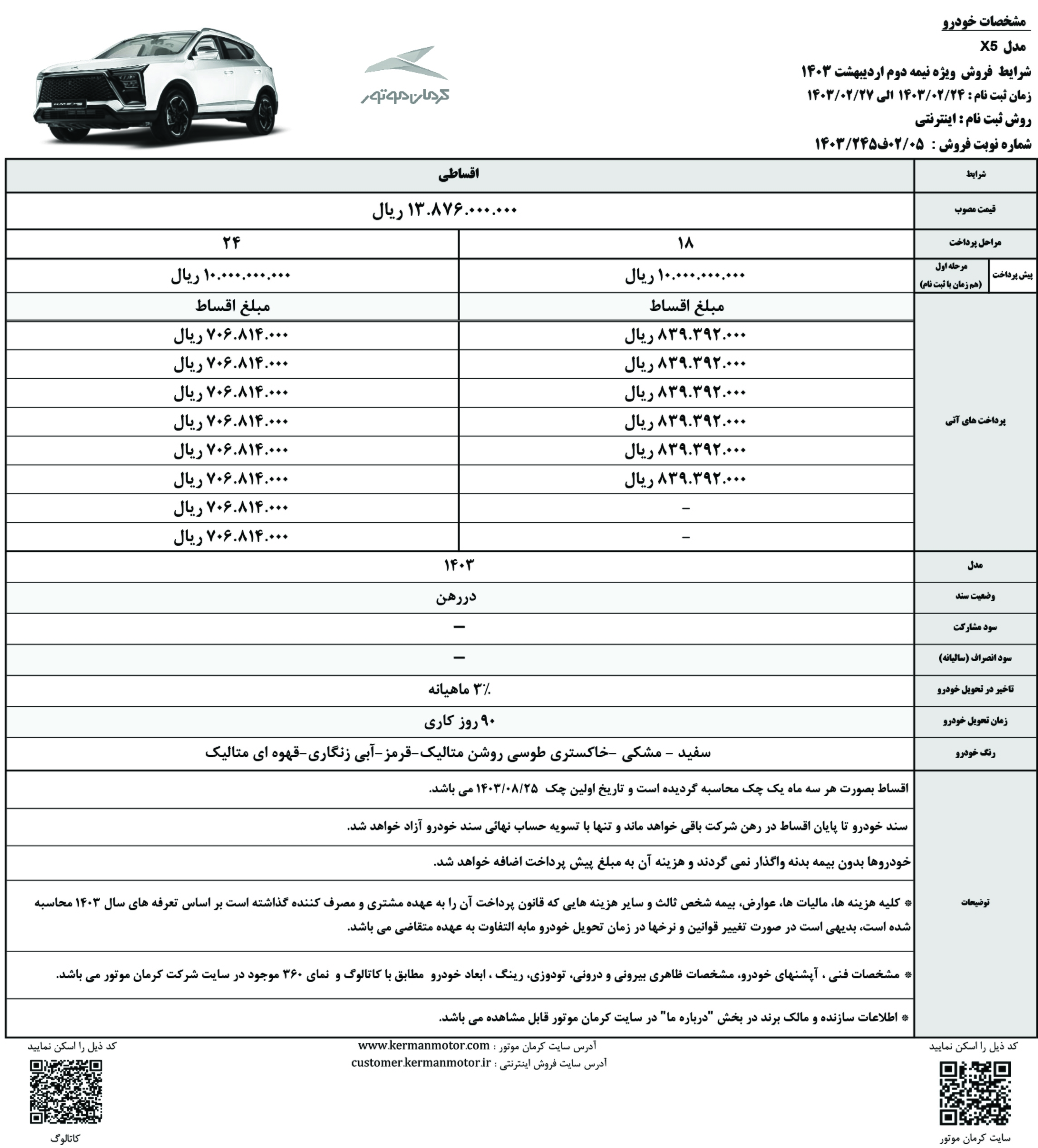 فروش قسطی کی ام سی X۵و نقدی T۹ اعلام شد