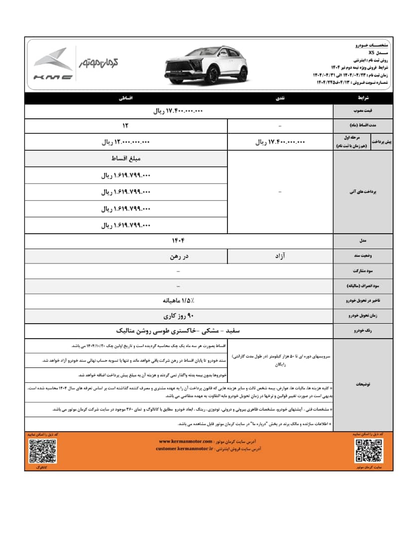 شرایط فروش خودروی ایکس۵  